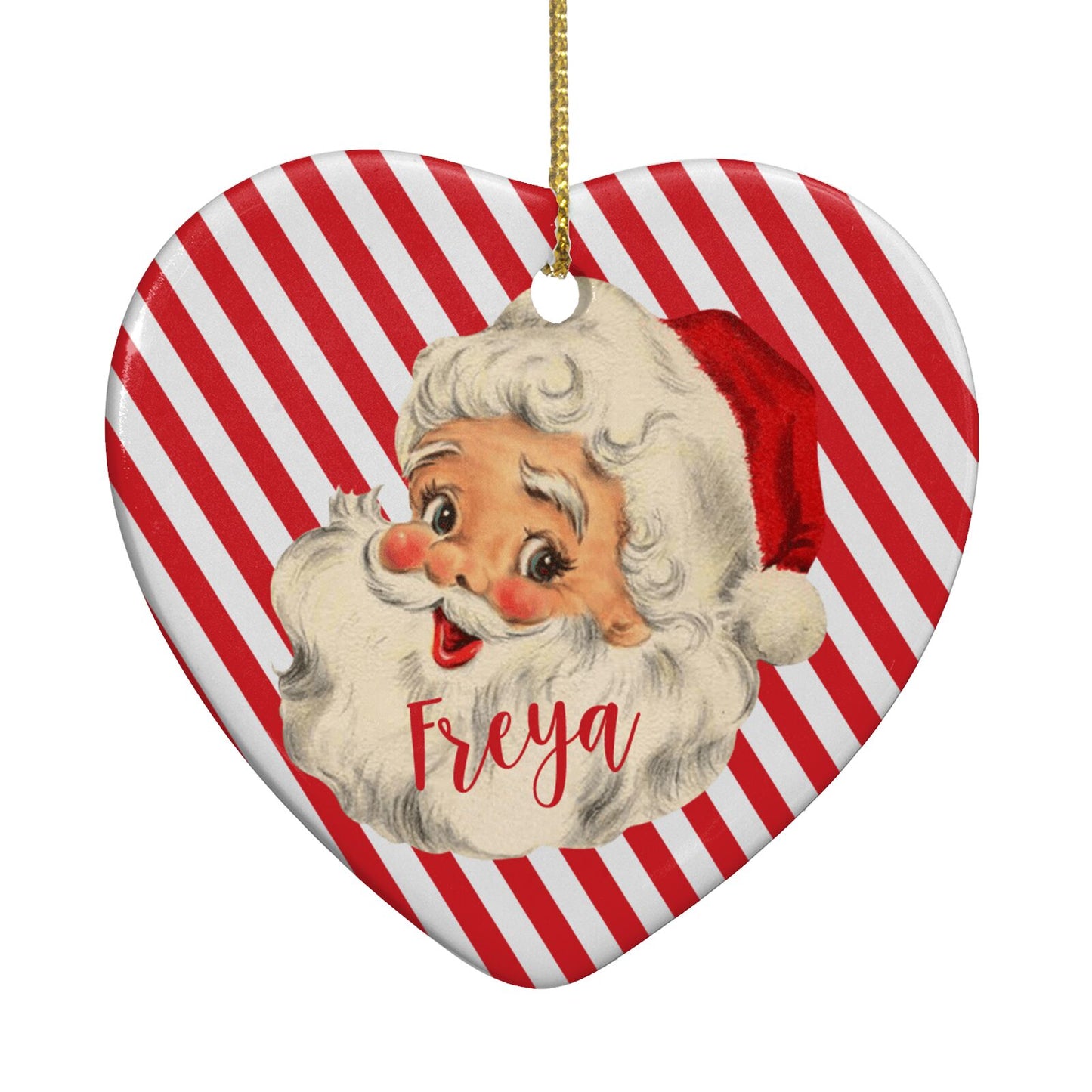 Vintage Santa Personalised Heart Decoration