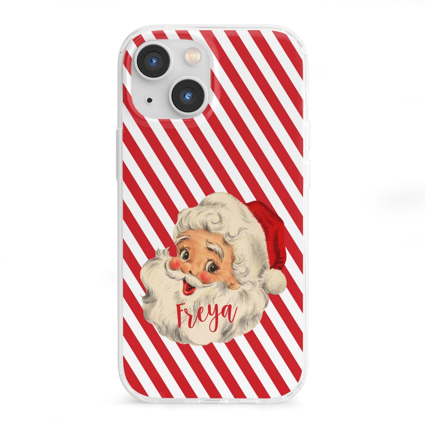Vintage Santa Personalised iPhone 13 Mini Clear Bumper Case