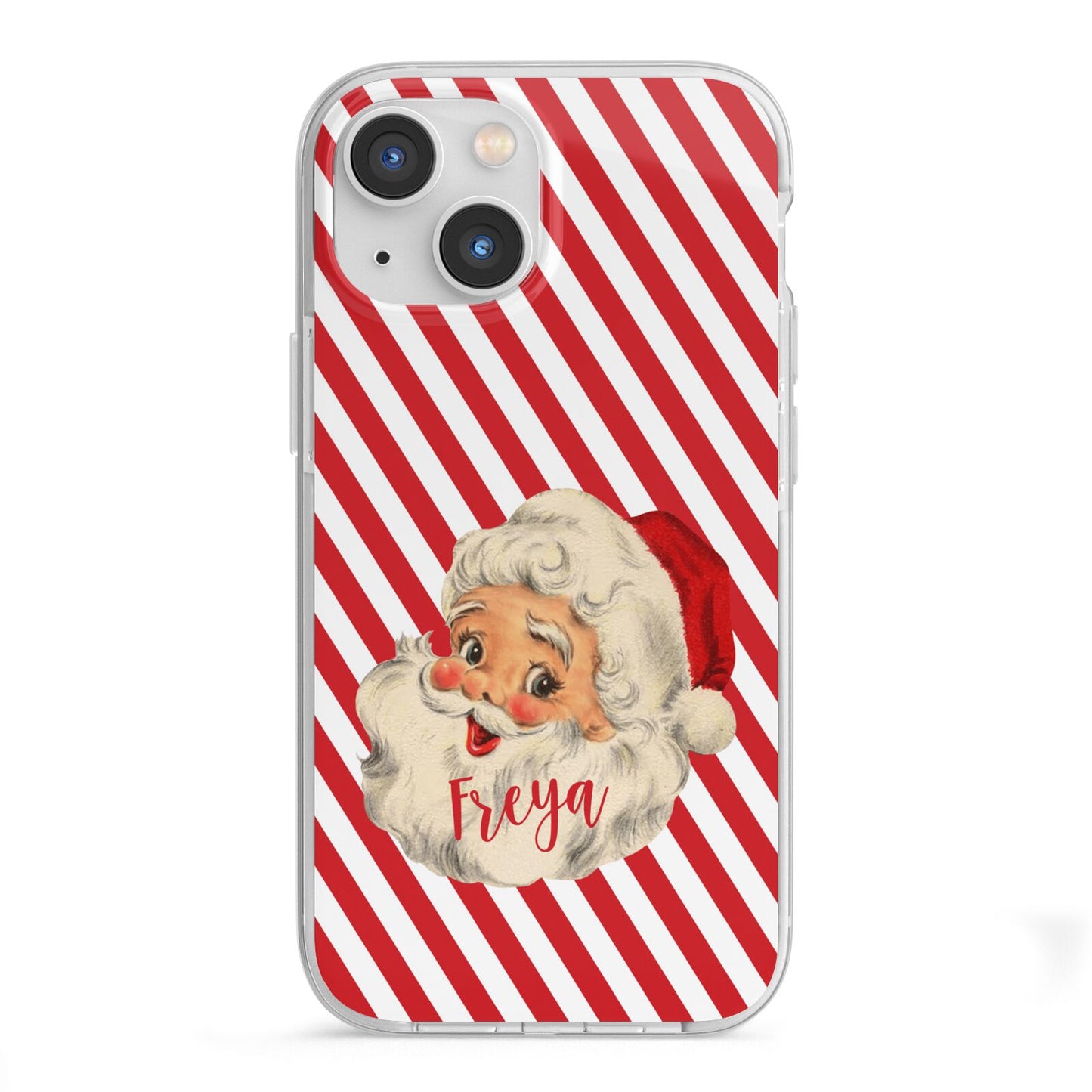 Vintage Santa Personalised iPhone 13 Mini TPU Impact Case with White Edges
