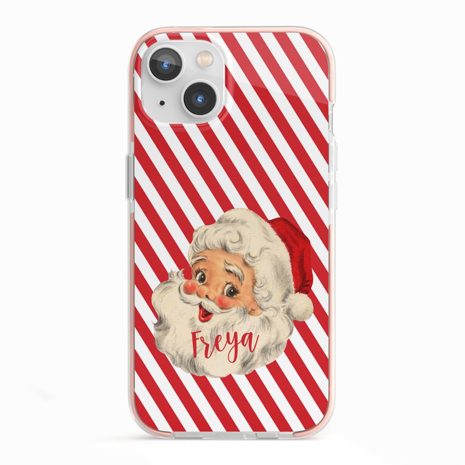 Vintage Santa Personalised iPhone 13 TPU Impact Case with Pink Edges