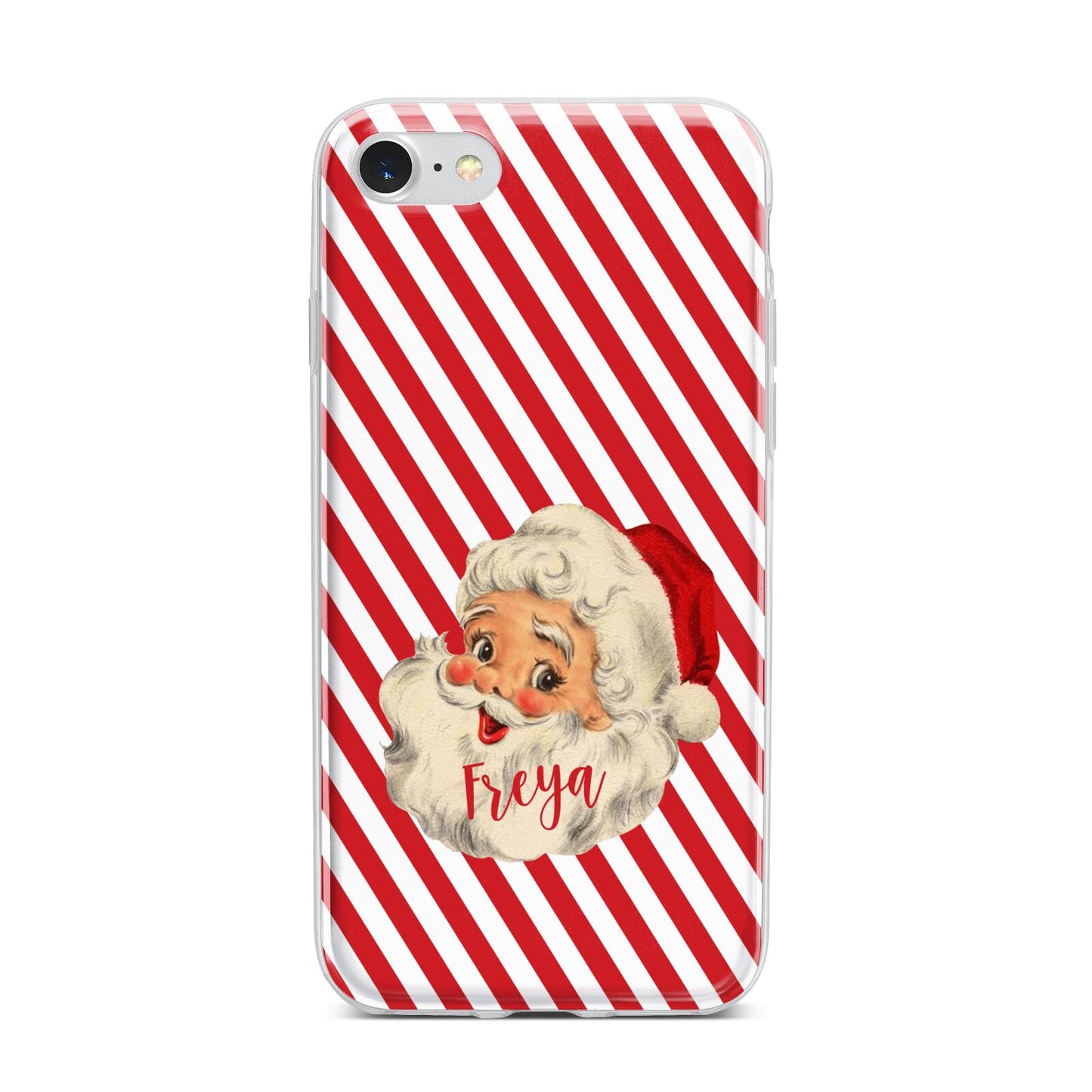 Vintage Santa Personalised iPhone 7 Bumper Case on Silver iPhone