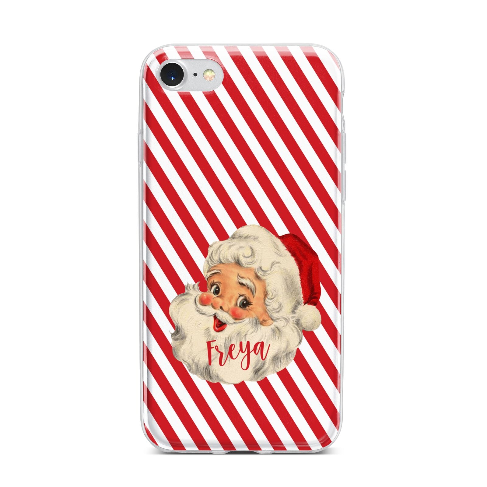 Vintage Santa Personalised iPhone 7 Bumper Case on Silver iPhone