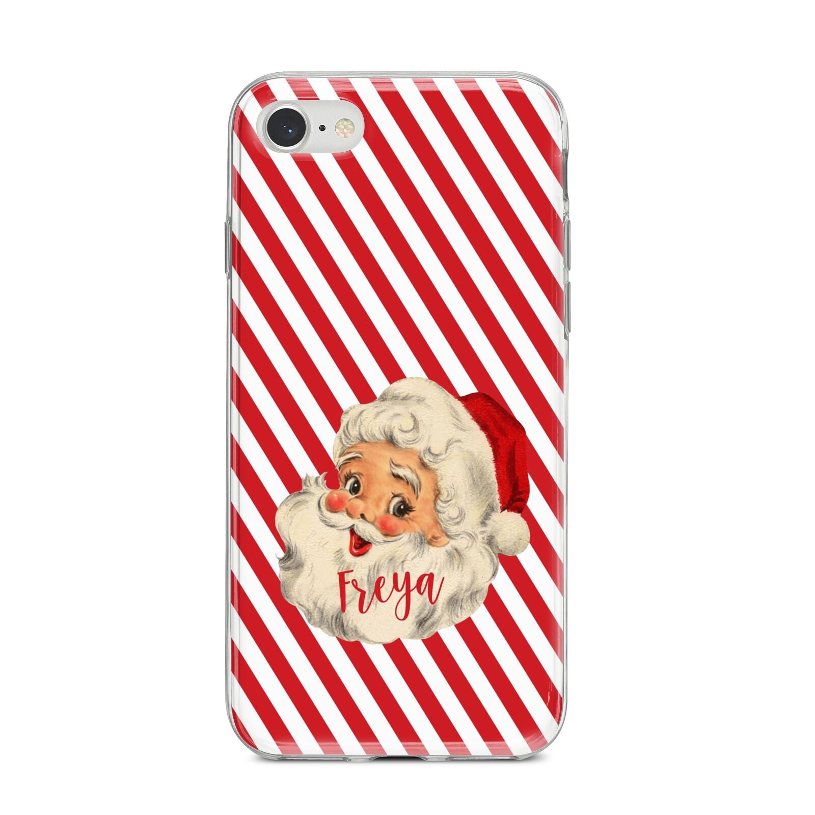 Vintage Santa Personalised iPhone 8 Bumper Case on Silver iPhone