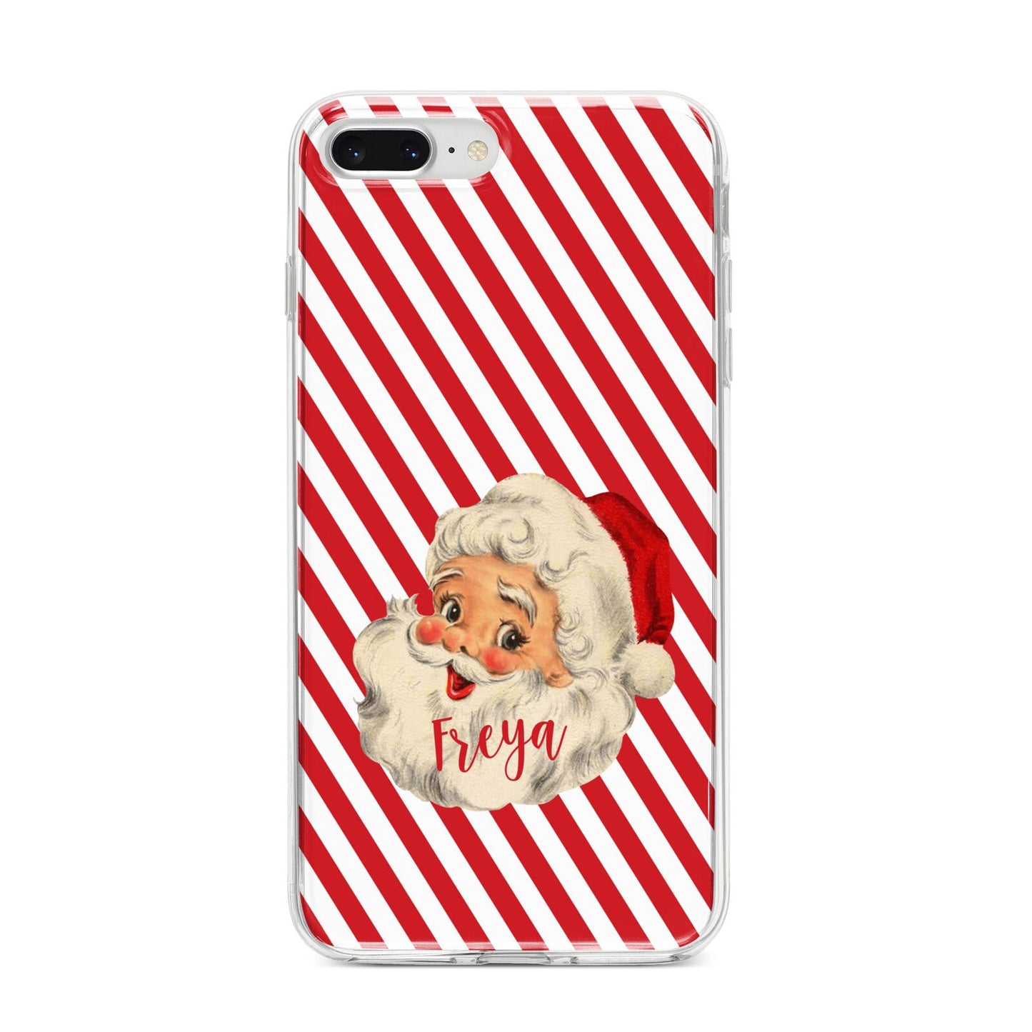 Vintage Santa Personalised iPhone 8 Plus Bumper Case on Silver iPhone