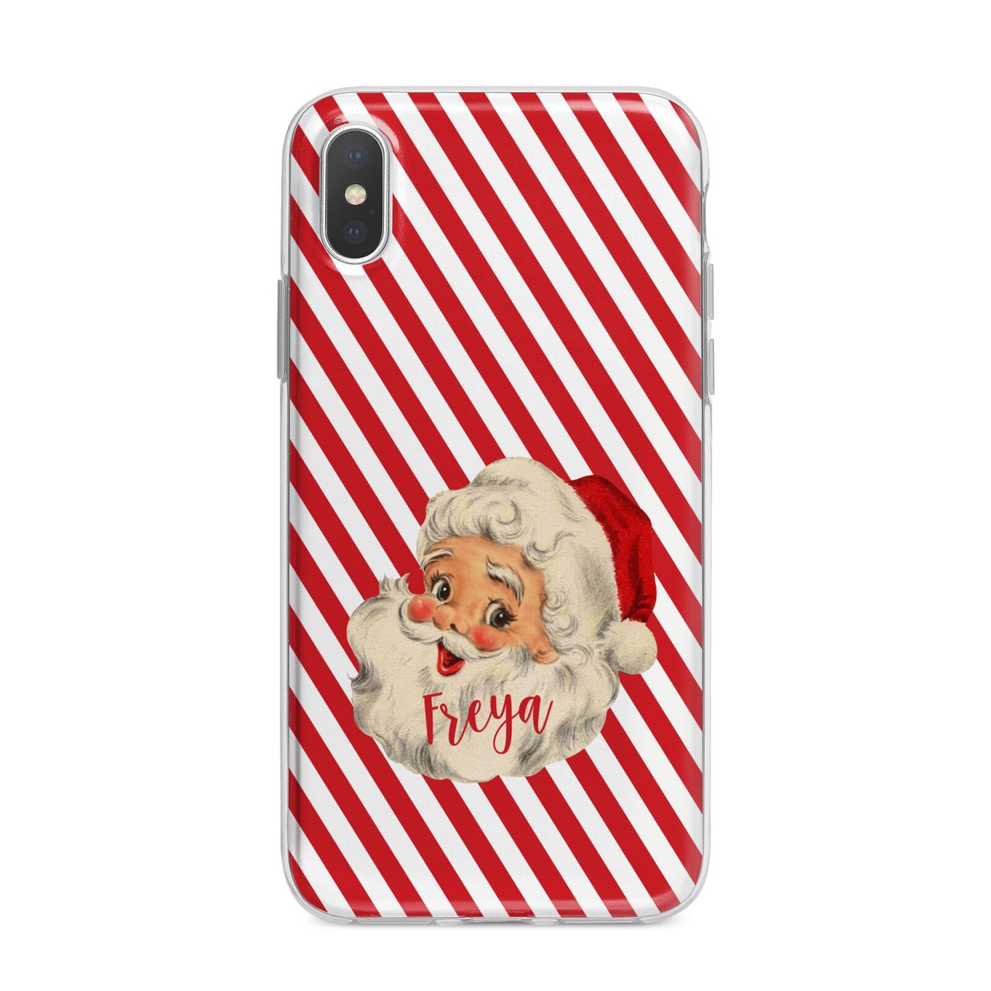 Vintage Santa Personalised iPhone X Bumper Case on Silver iPhone Alternative Image 1