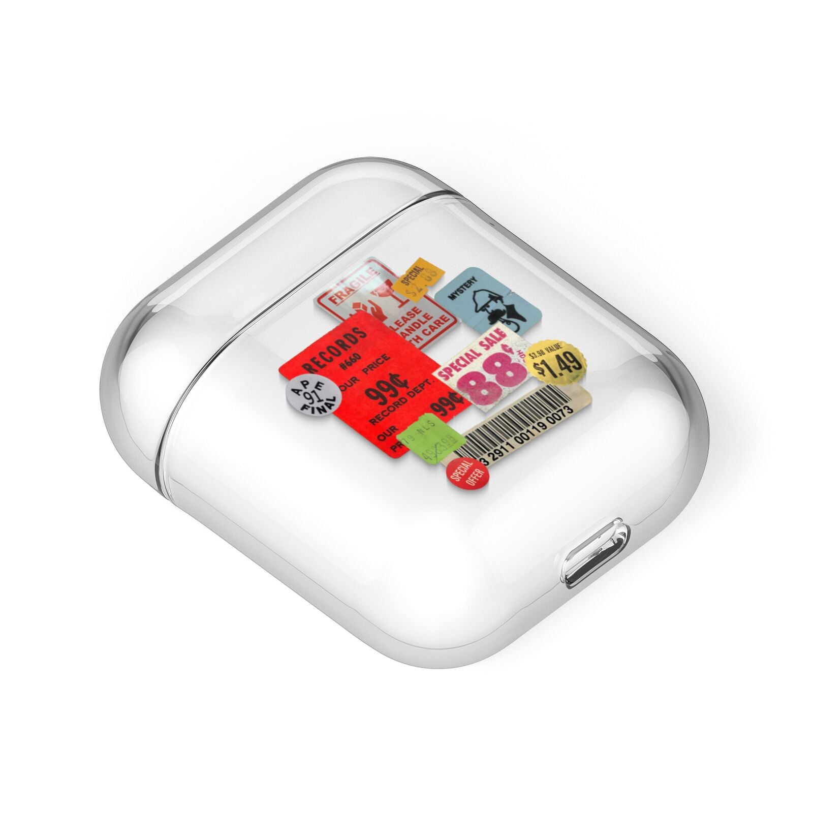 Vintage Stickers AirPods Case Laid Flat