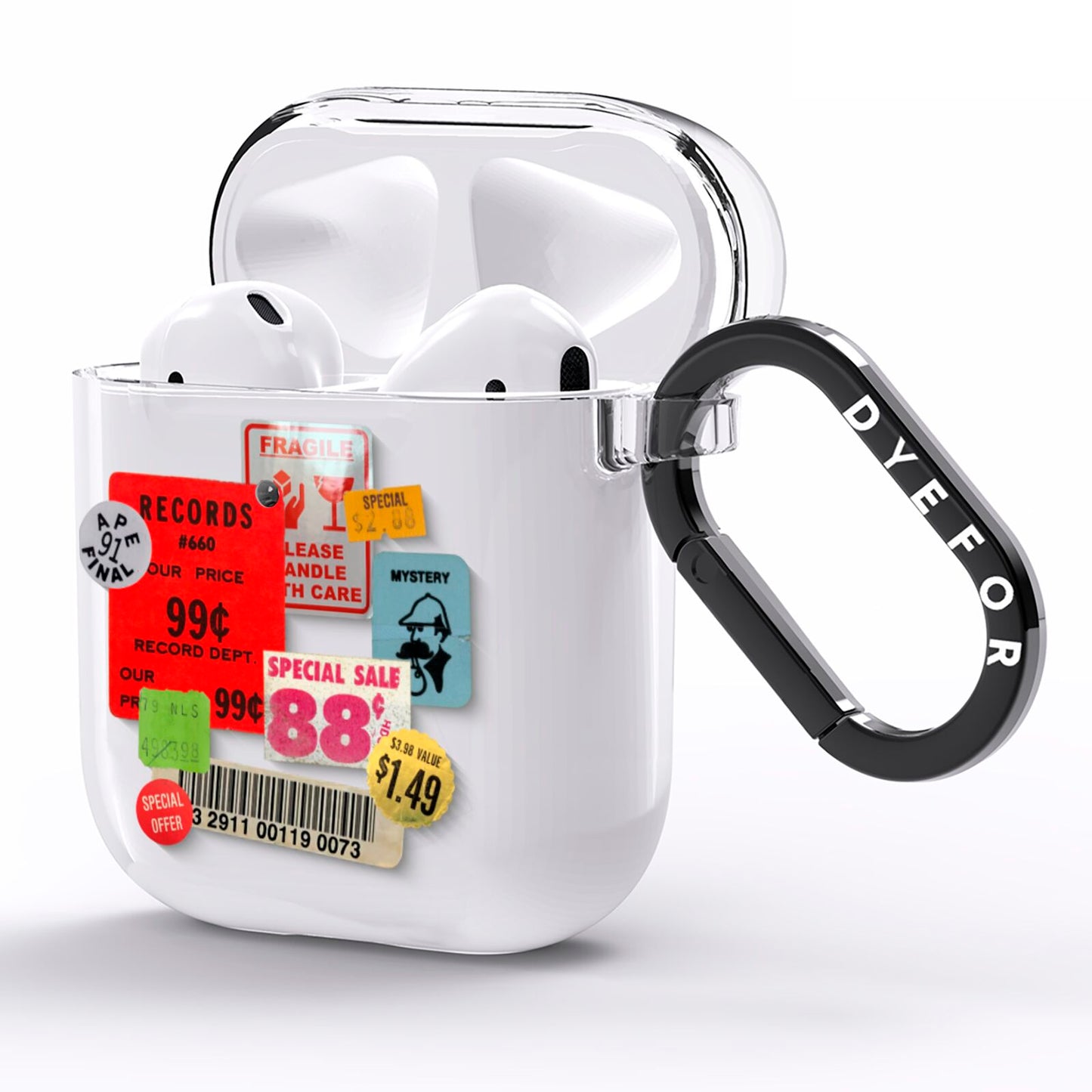 Vintage Stickers AirPods Clear Case Side Image