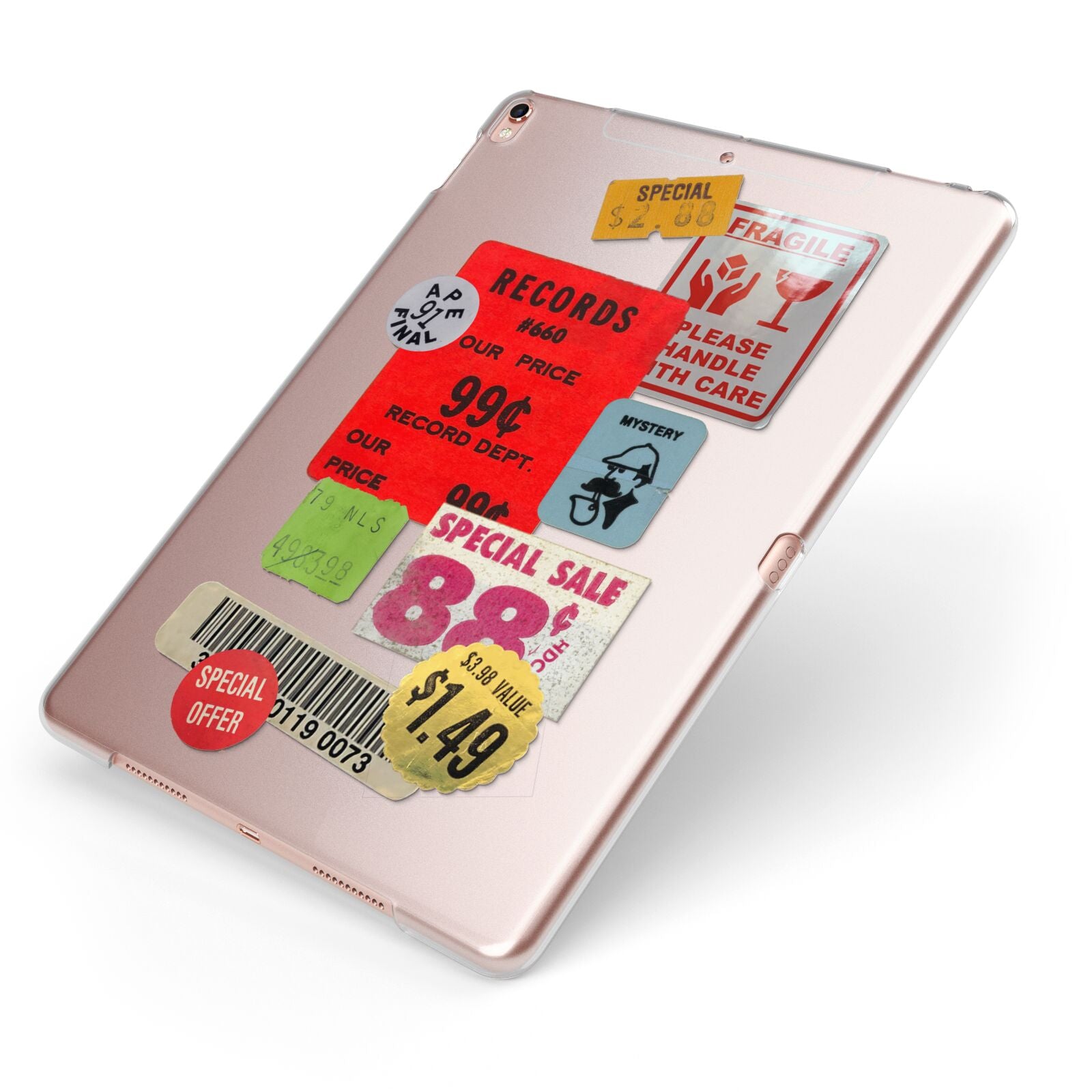 Vintage Stickers Apple iPad Case on Rose Gold iPad Side View