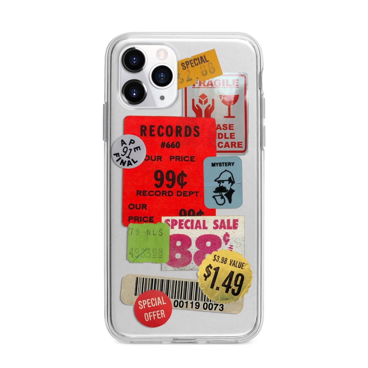 Vintage Stickers Apple iPhone 11 Pro in Silver with Bumper Case