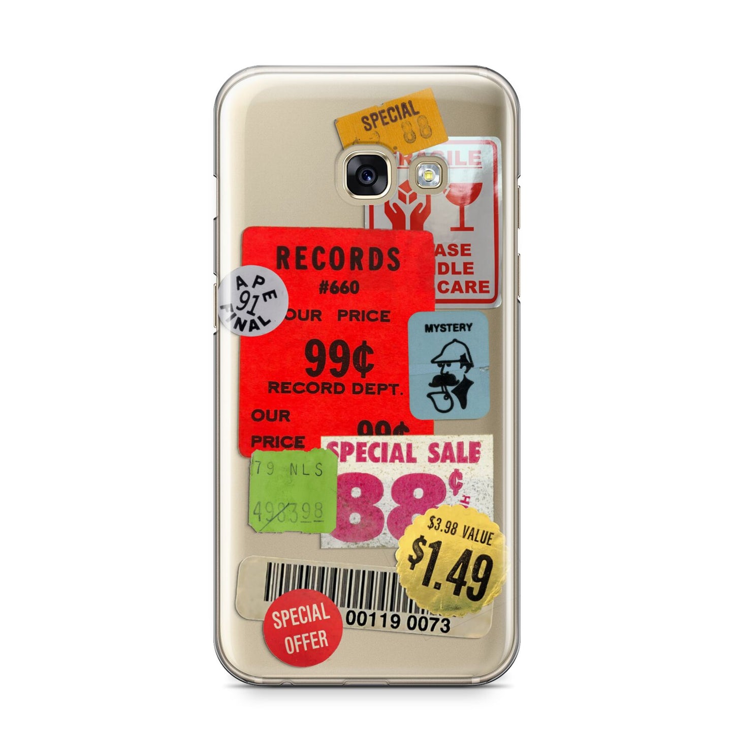 Vintage Stickers Samsung Galaxy A3 2017 Case on gold phone