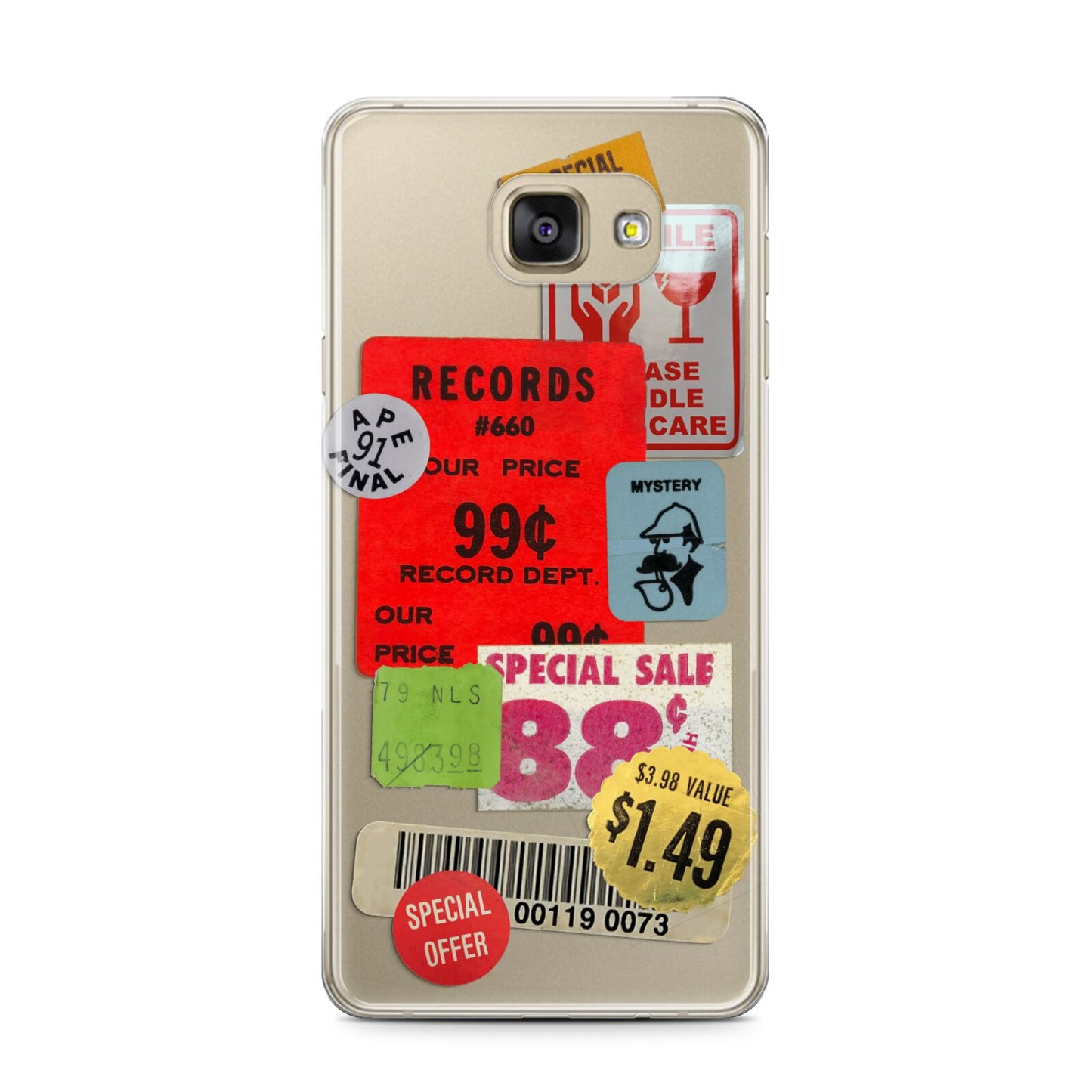 Vintage Stickers Samsung Galaxy A7 2016 Case on gold phone