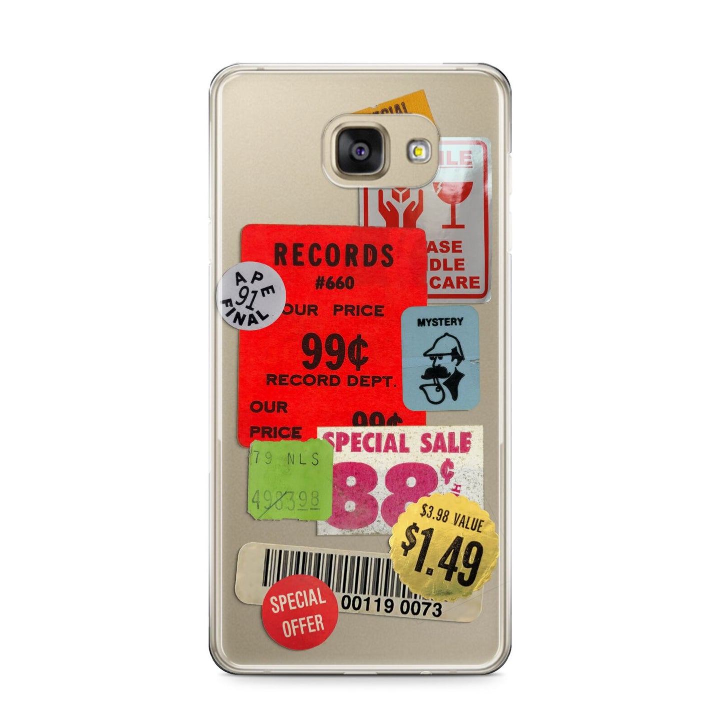 Vintage Stickers Samsung Galaxy A9 2016 Case on gold phone