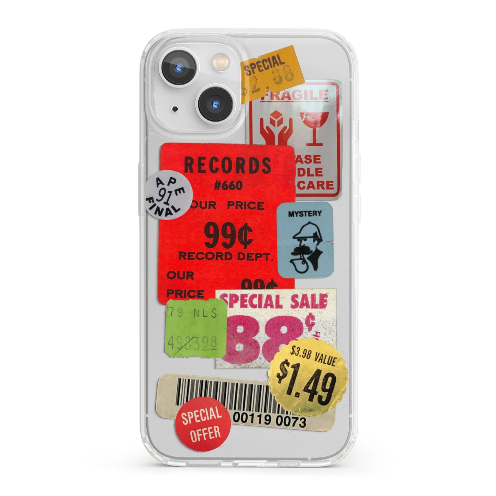 Vintage Stickers iPhone 13 Clear Bumper Case