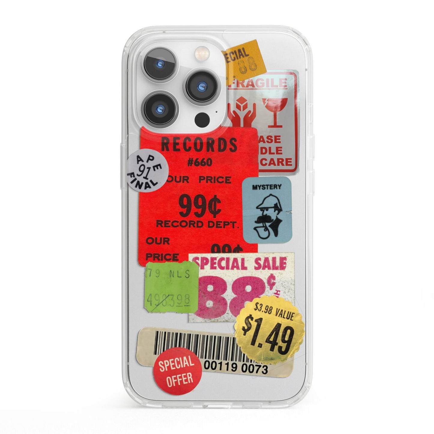 Vintage Stickers iPhone 13 Pro Clear Bumper Case