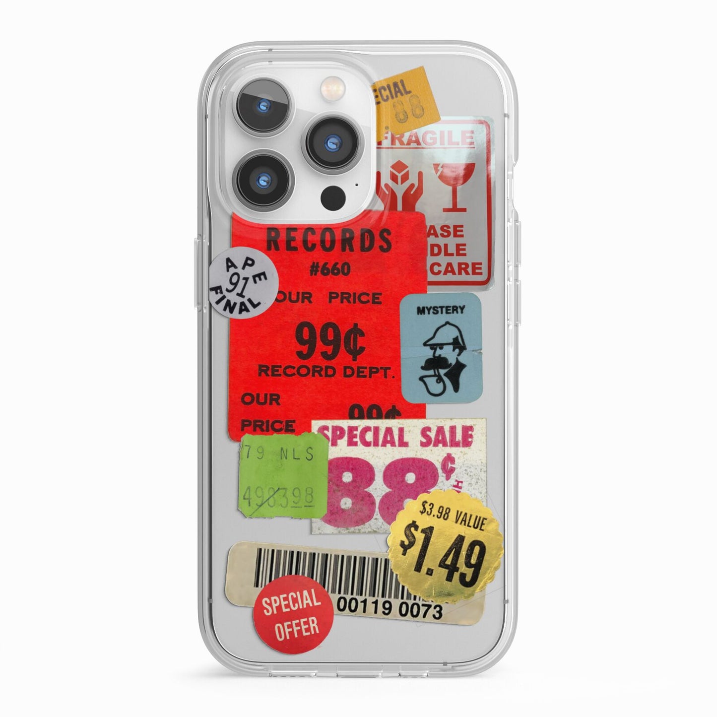 Vintage Stickers iPhone 13 Pro TPU Impact Case with White Edges