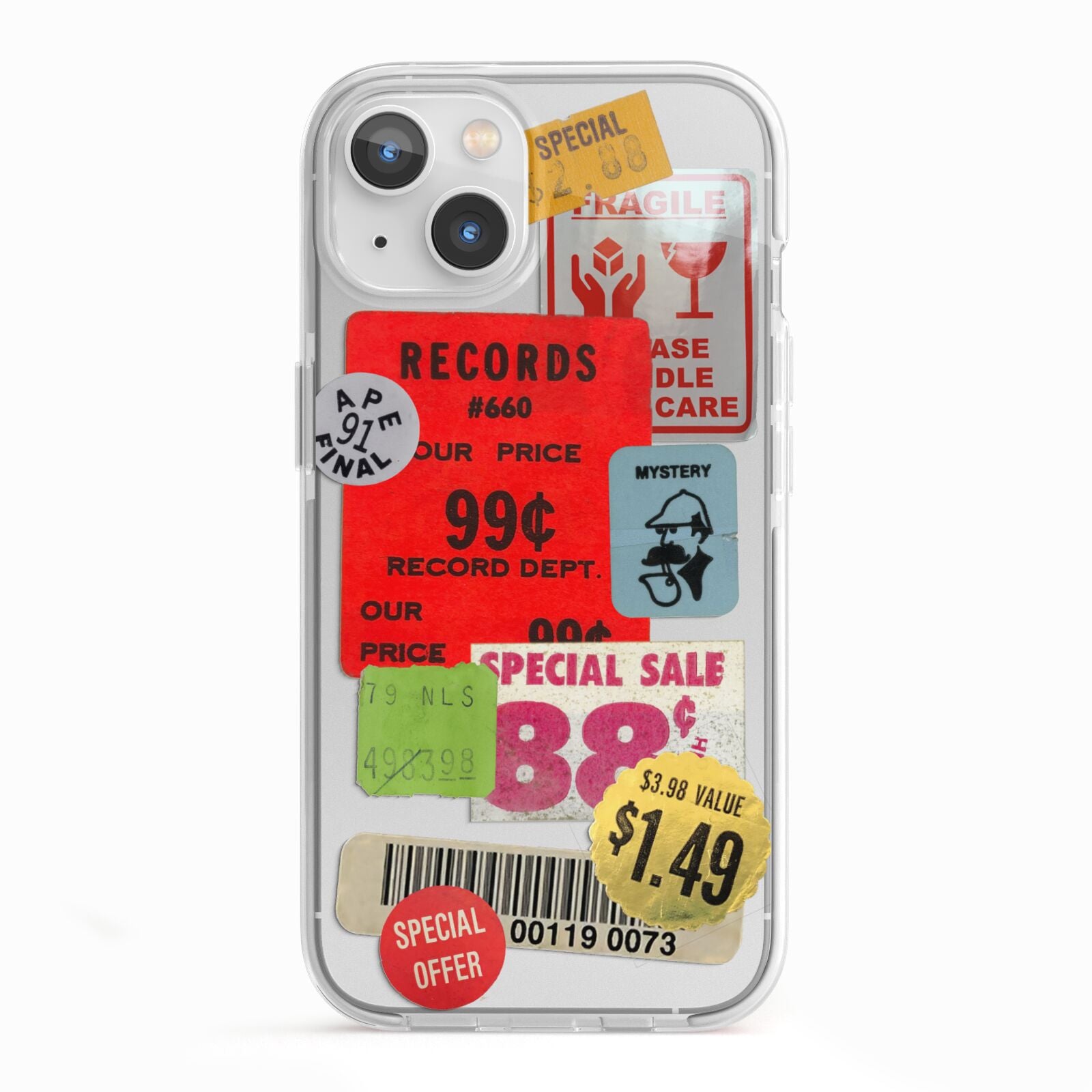 Vintage Stickers iPhone 13 TPU Impact Case with White Edges