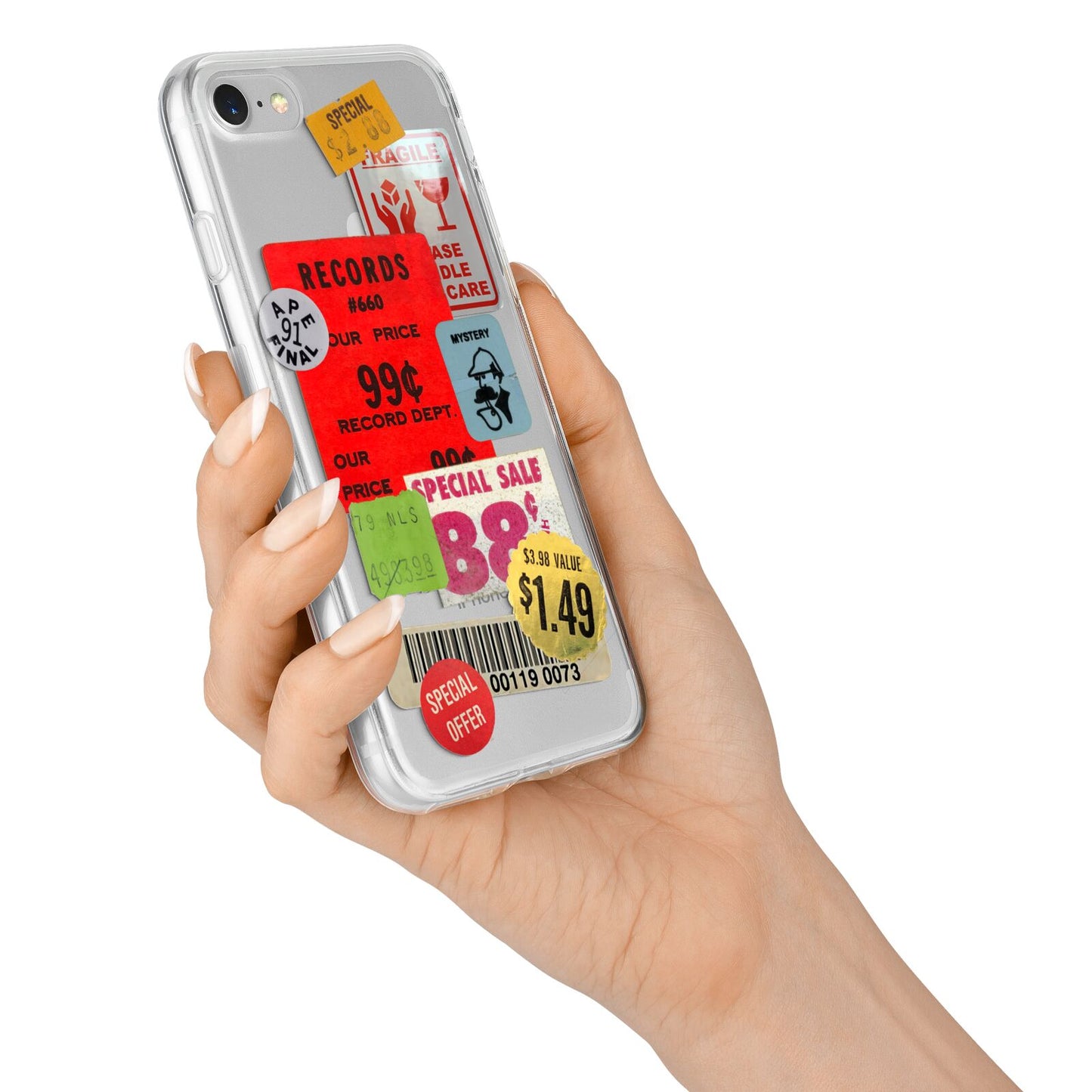 Vintage Stickers iPhone 7 Bumper Case on Silver iPhone Alternative Image