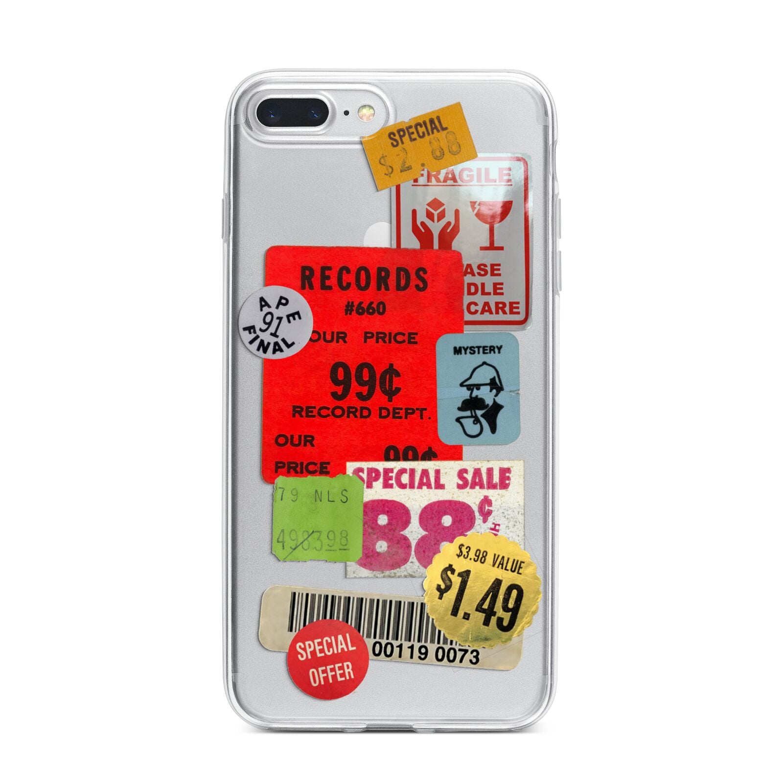 Vintage Stickers iPhone 7 Plus Bumper Case on Silver iPhone