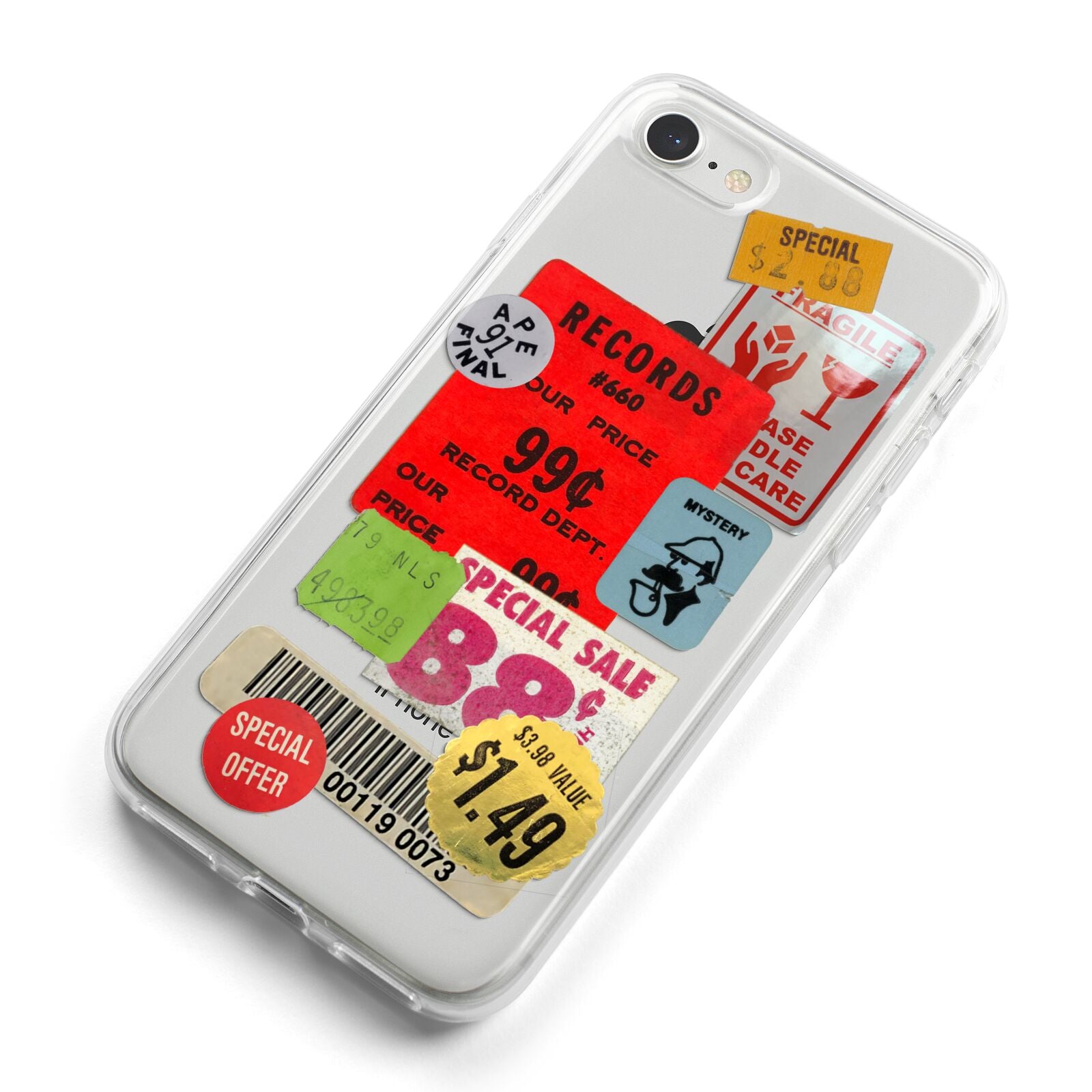 Vintage Stickers iPhone 8 Bumper Case on Silver iPhone Alternative Image