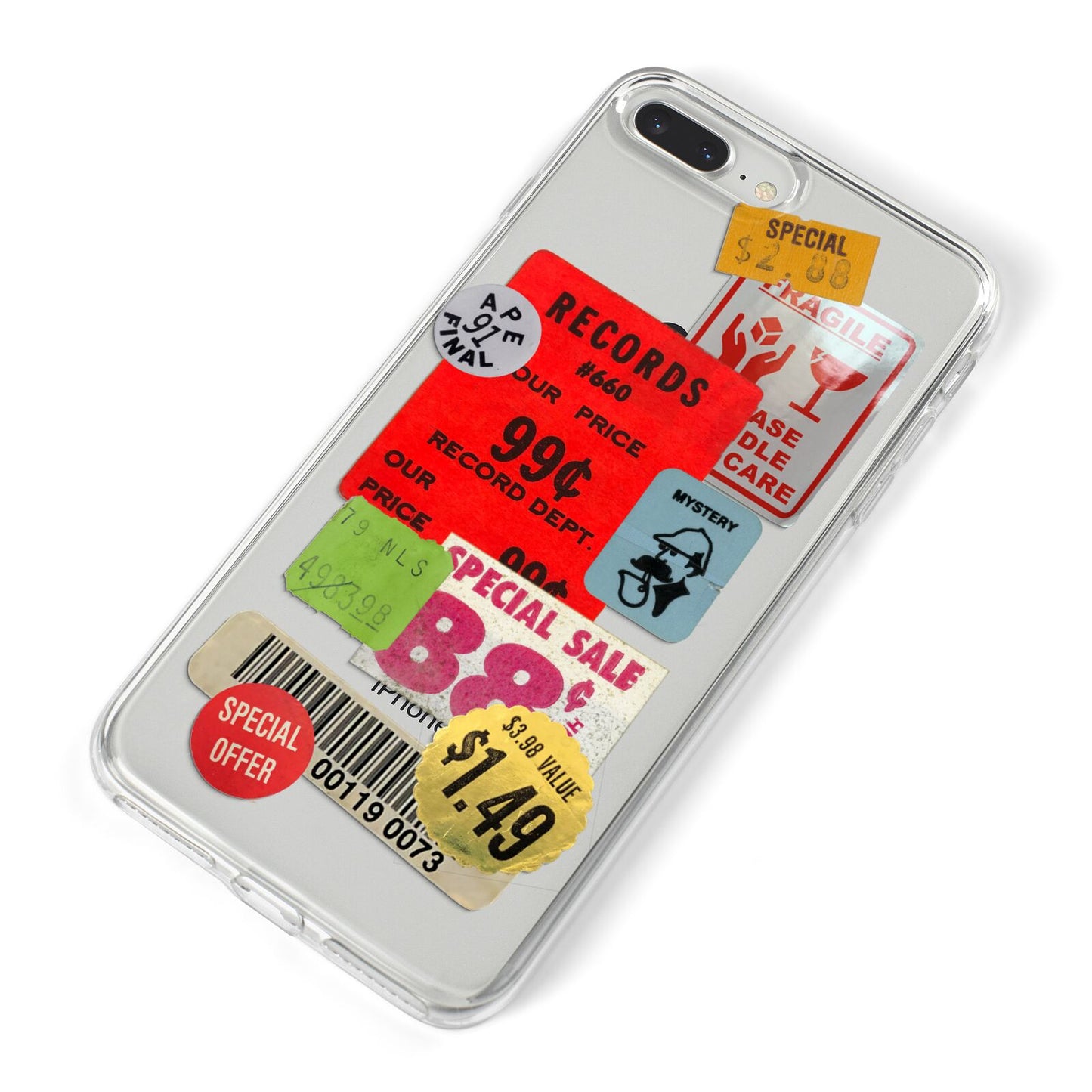 Vintage Stickers iPhone 8 Plus Bumper Case on Silver iPhone Alternative Image