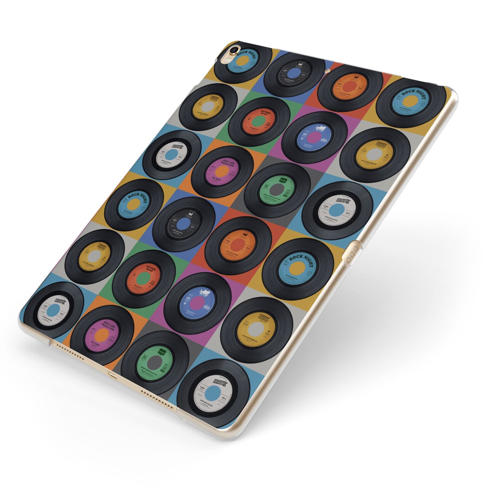 Vinyl Record Apple iPad Case on Gold iPad Side View