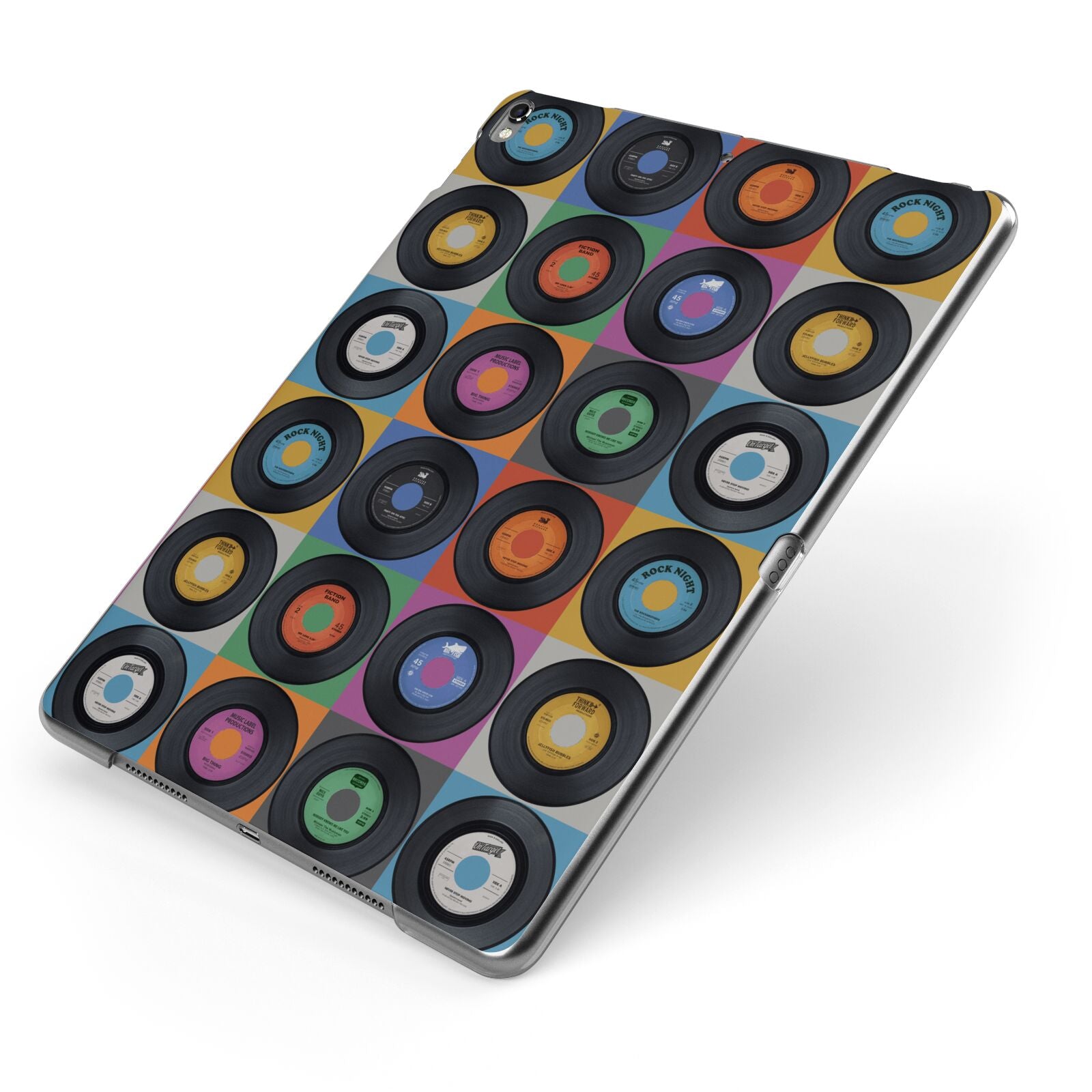 Vinyl Record Apple iPad Case on Grey iPad Side View
