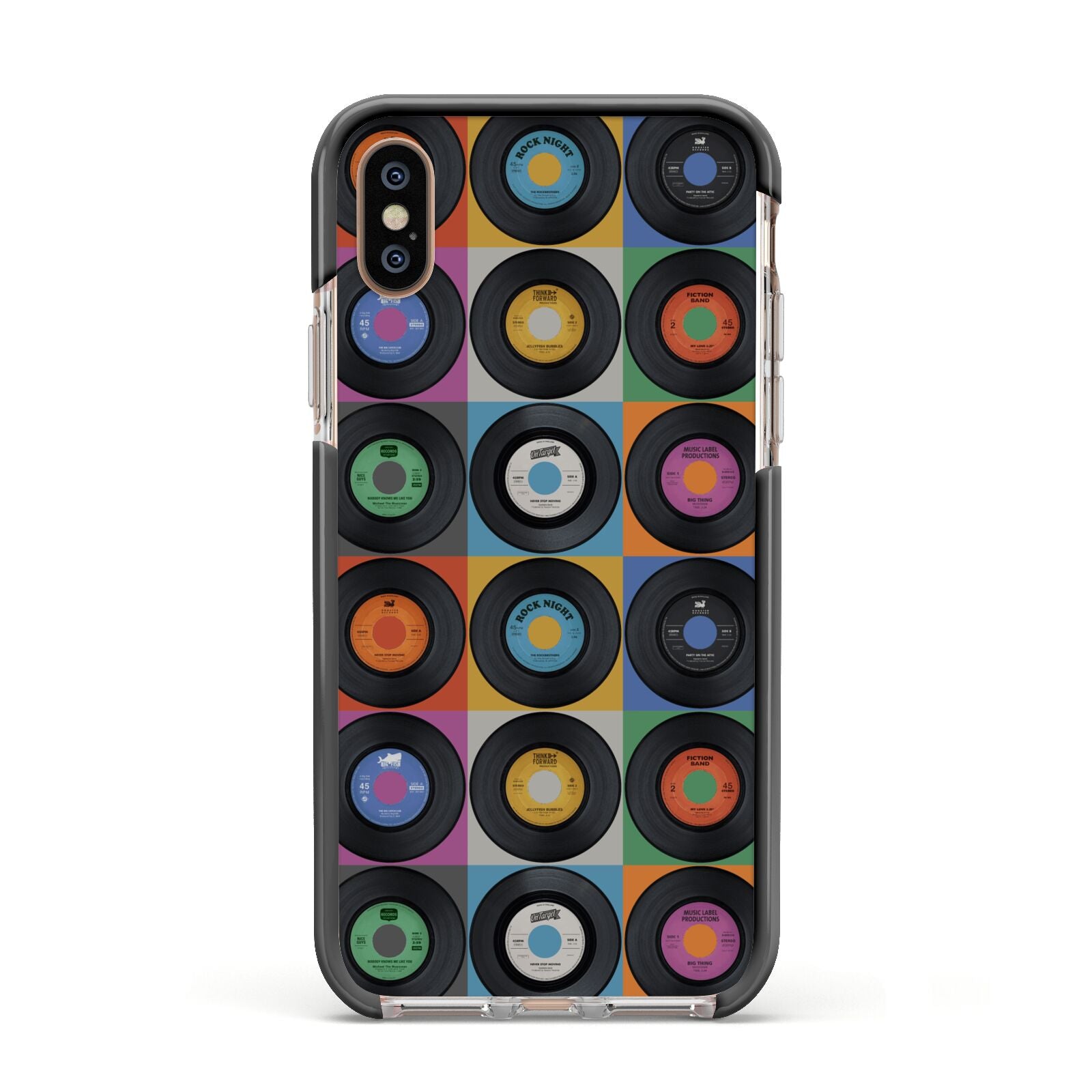 Vinyl Record Apple iPhone Xs Impact Case Black Edge on Gold Phone