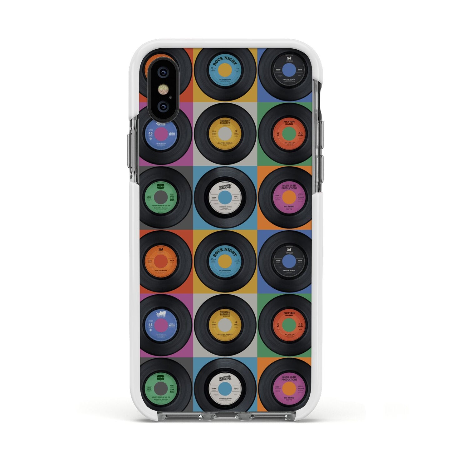 Vinyl Record Apple iPhone Xs Impact Case White Edge on Black Phone