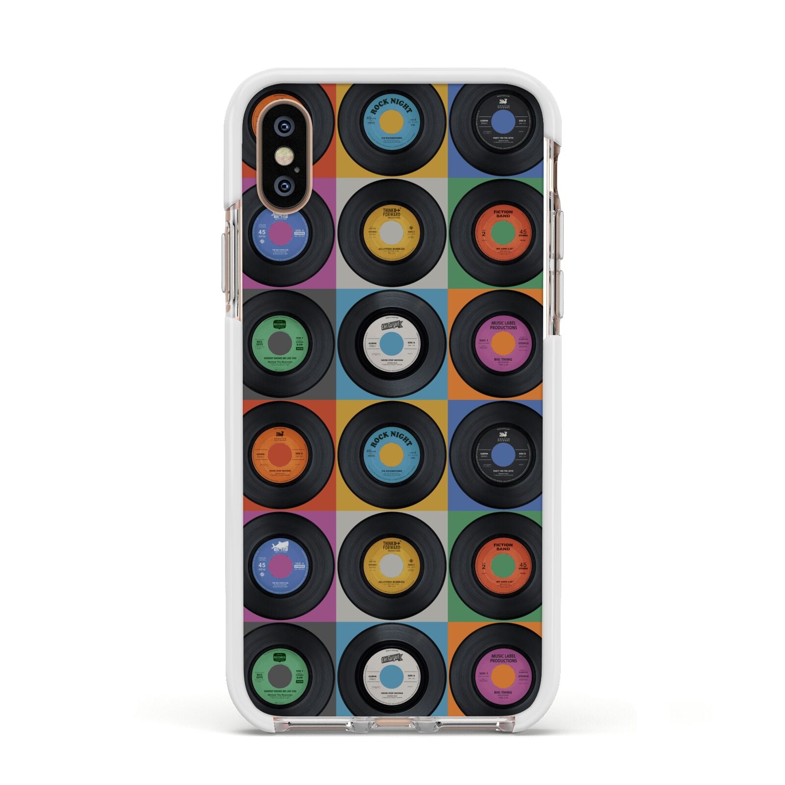 Vinyl Record Apple iPhone Xs Impact Case White Edge on Gold Phone