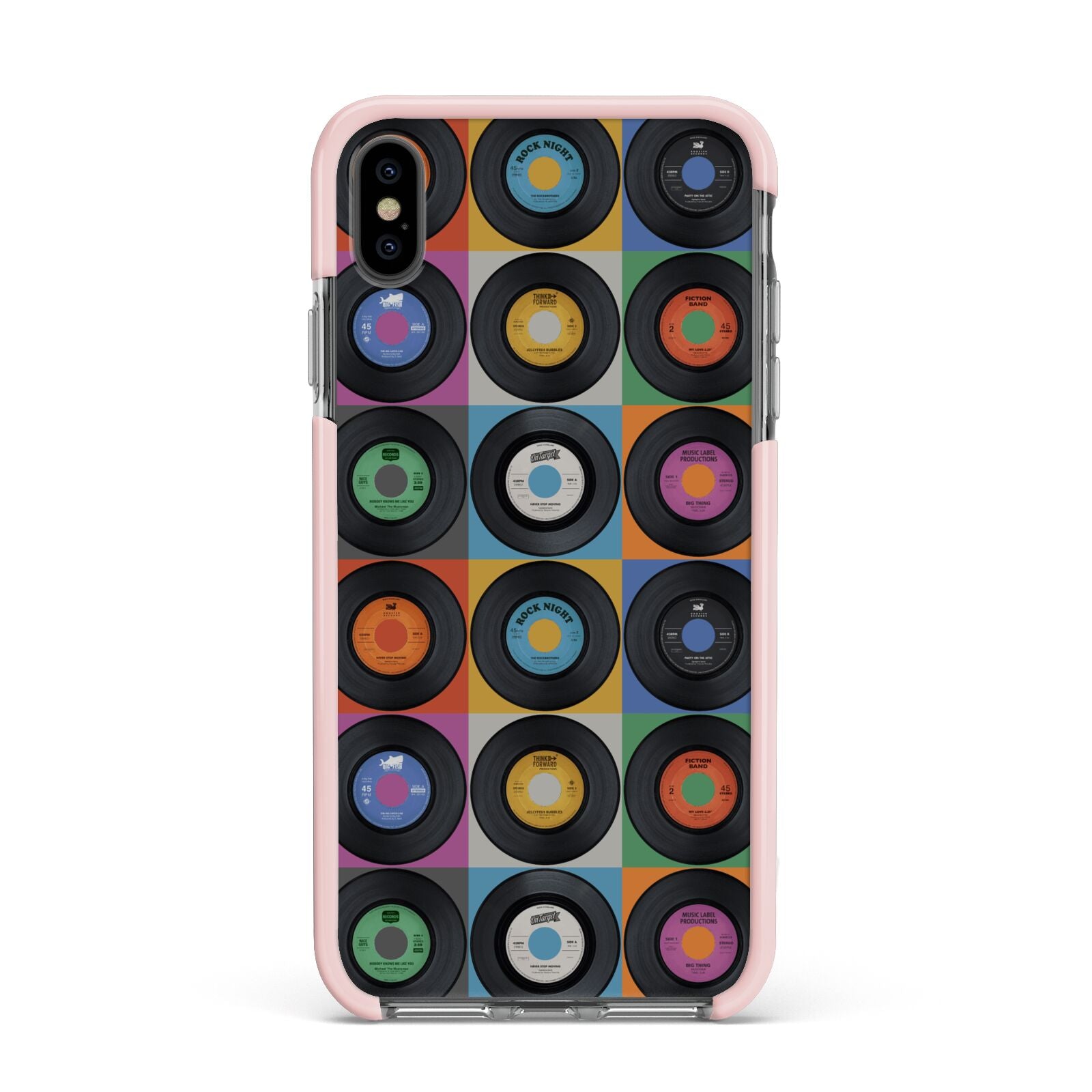 Vinyl Record Apple iPhone Xs Max Impact Case Pink Edge on Black Phone