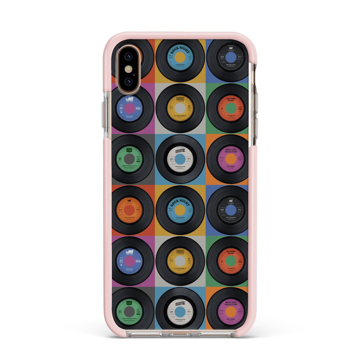 Vinyl Record Apple iPhone Xs Max Impact Case Pink Edge on Gold Phone