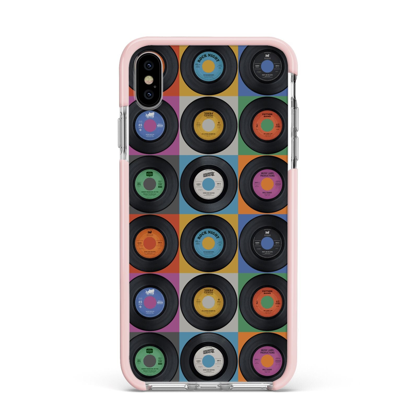 Vinyl Record Apple iPhone Xs Max Impact Case Pink Edge on Silver Phone