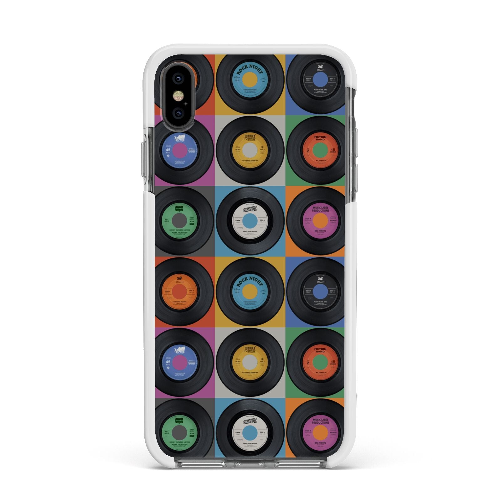 Vinyl Record Apple iPhone Xs Max Impact Case White Edge on Black Phone