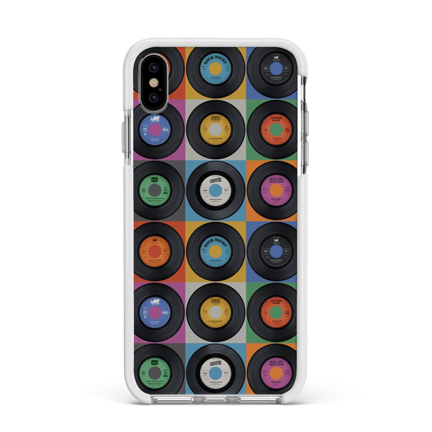Vinyl Record Apple iPhone Xs Max Impact Case White Edge on Silver Phone