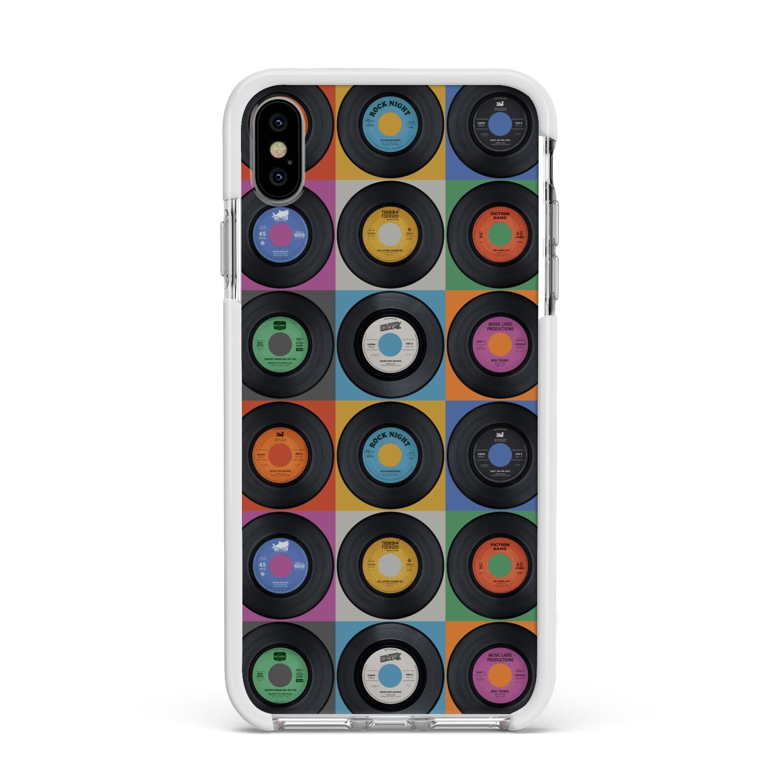 Vinyl Record Apple iPhone Xs Max Impact Case White Edge on Silver Phone