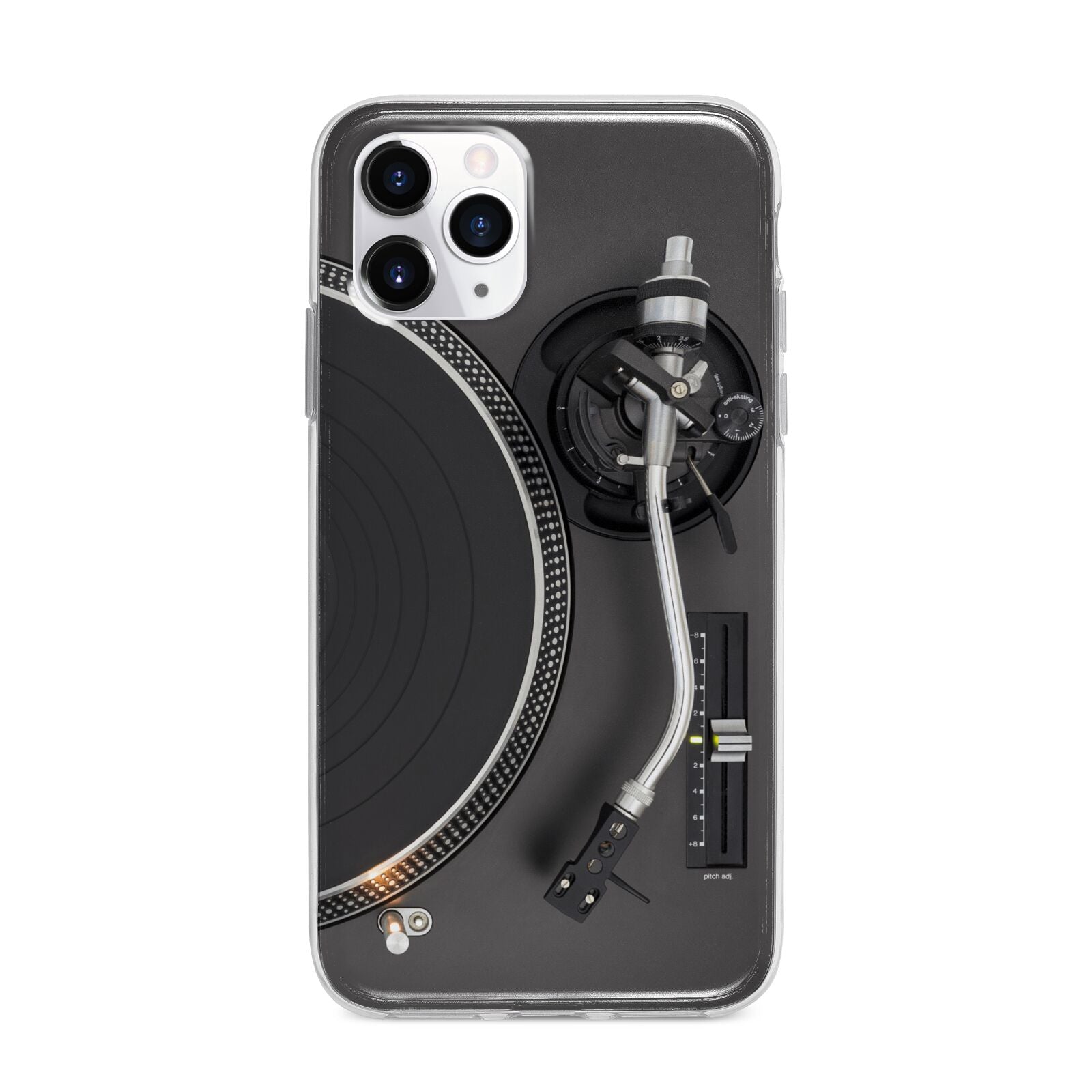 Vinyl Record Player Apple iPhone 11 Pro Max in Silver with Bumper Case