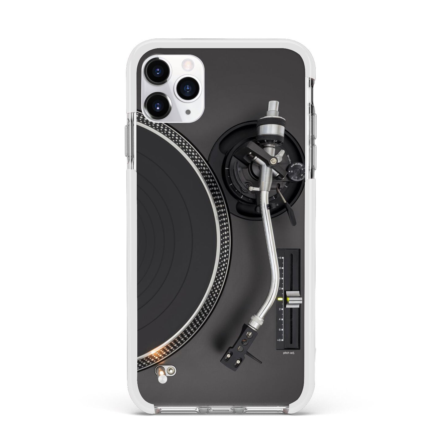 Vinyl Record Player Apple iPhone 11 Pro Max in Silver with White Impact Case
