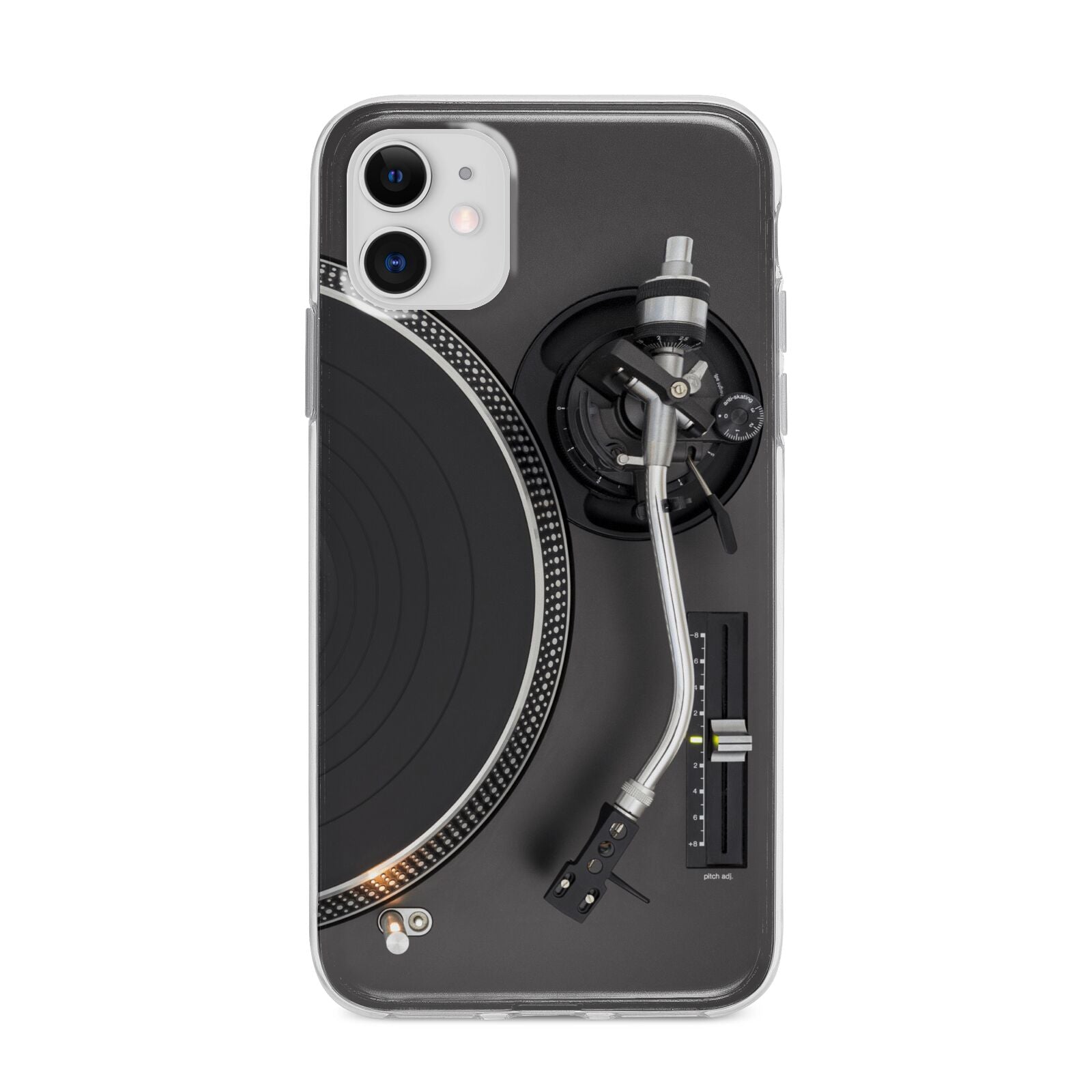 Vinyl Record Player Apple iPhone 11 in White with Bumper Case