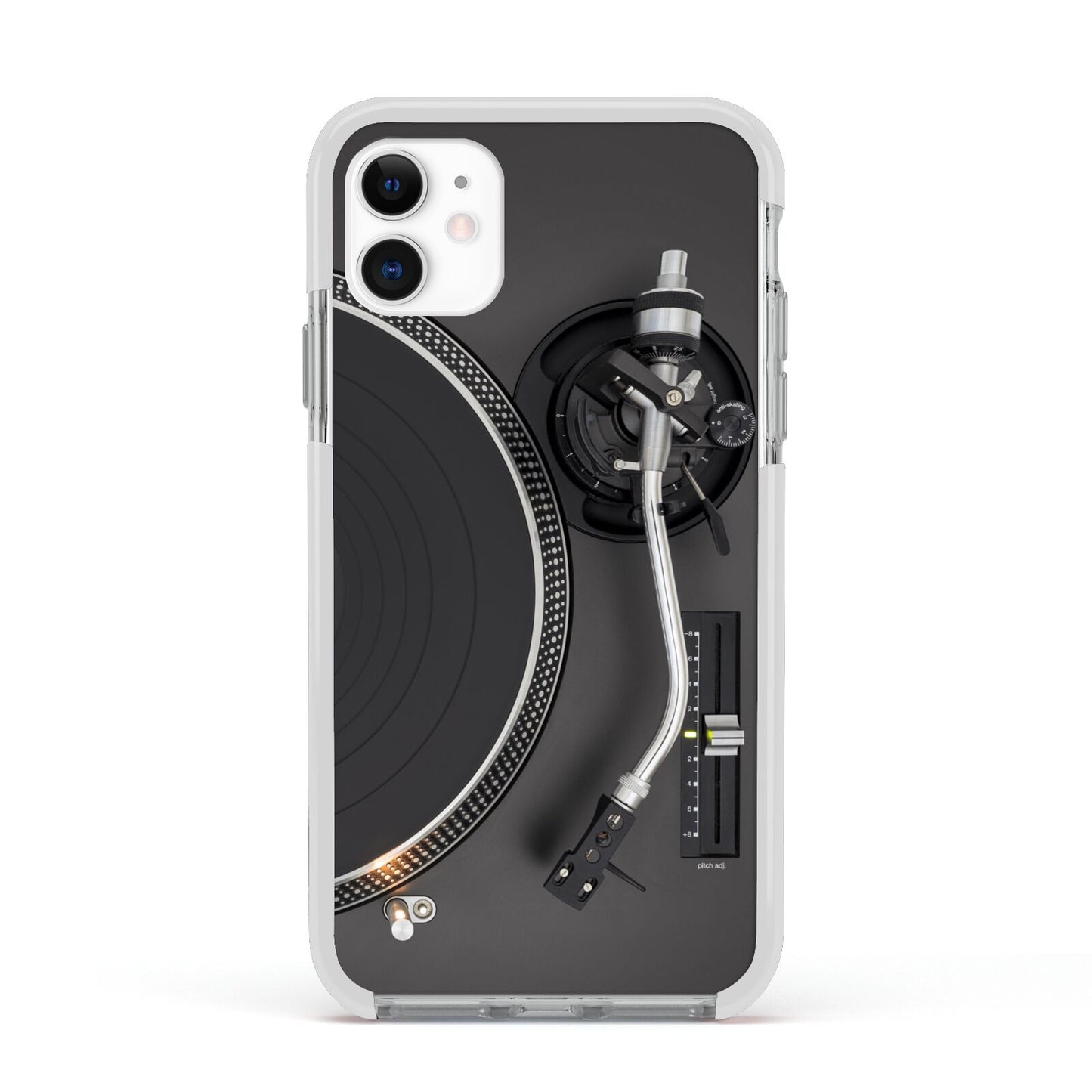 Vinyl Record Player Apple iPhone 11 in White with White Impact Case