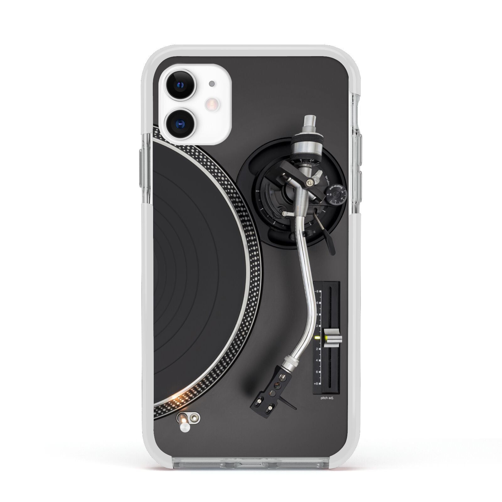 Vinyl Record Player Apple iPhone 11 in White with White Impact Case
