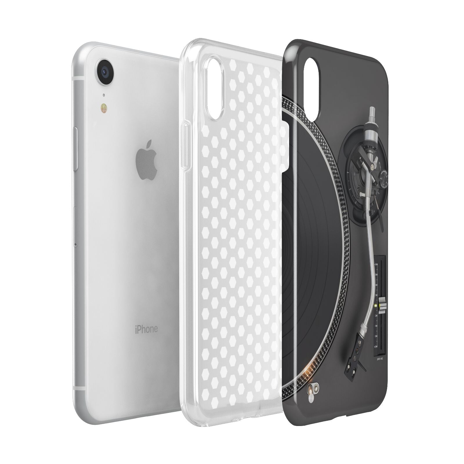 Vinyl Record Player Apple iPhone XR White 3D Tough Case Expanded view