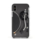 Vinyl Record Player Apple iPhone Xs Impact Case Black Edge on Silver Phone