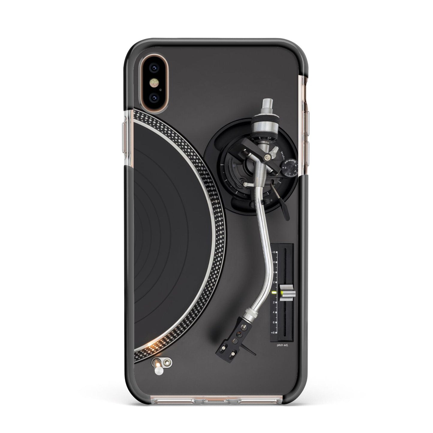 Vinyl Record Player Apple iPhone Xs Max Impact Case Black Edge on Gold Phone