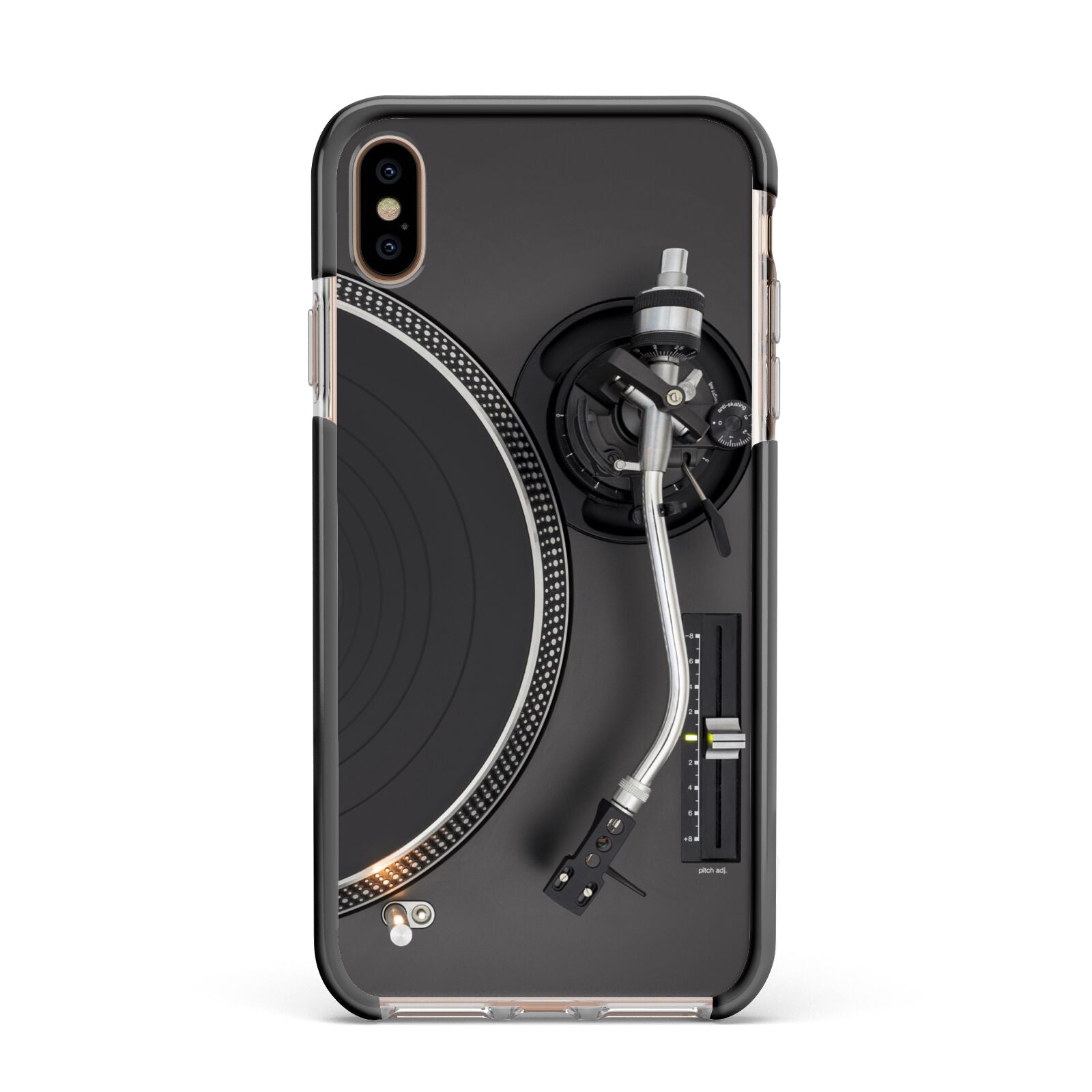 Vinyl Record Player Apple iPhone Xs Max Impact Case Black Edge on Gold Phone