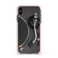 Vinyl Record Player Apple iPhone Xs Max Impact Case Pink Edge on Black Phone
