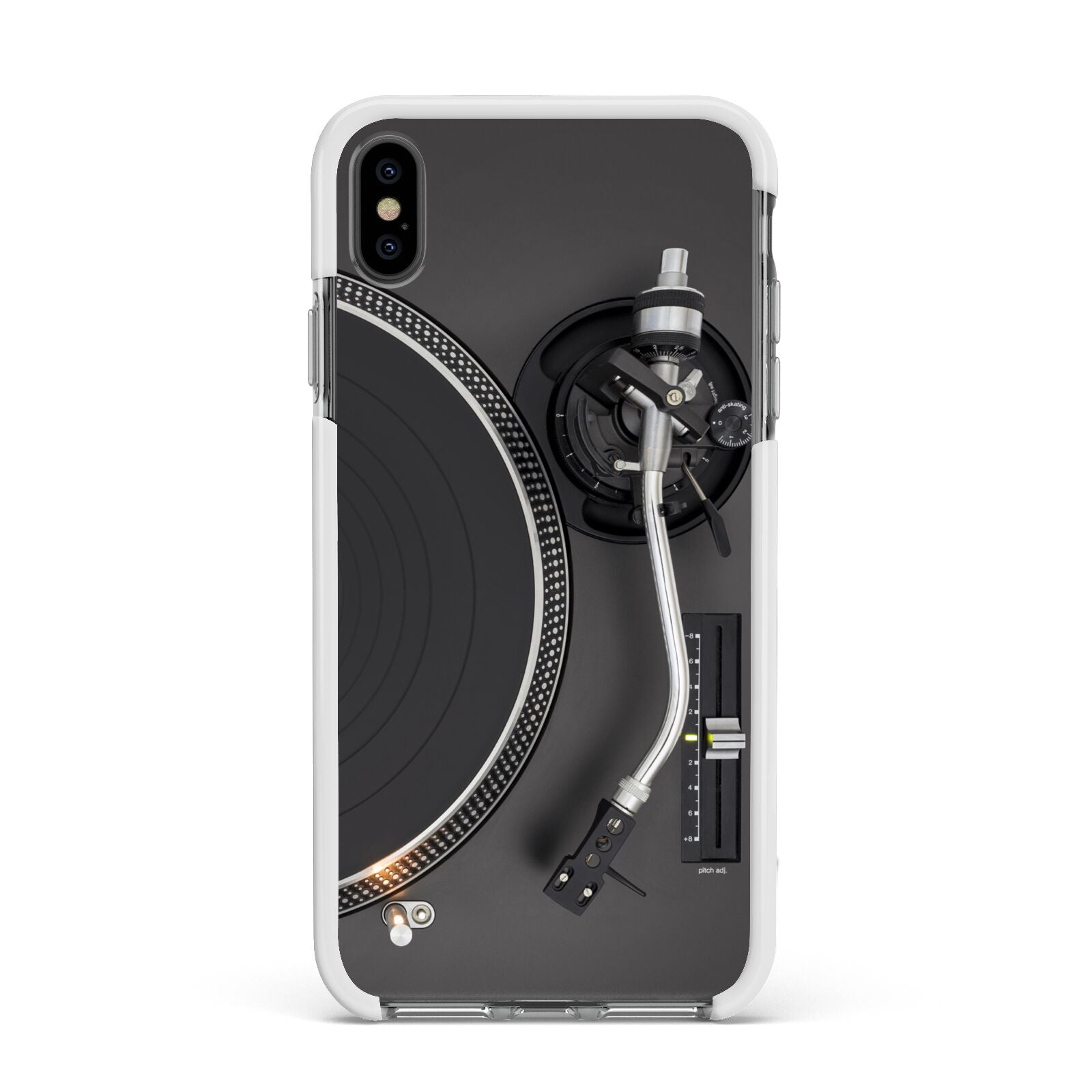 Vinyl Record Player Apple iPhone Xs Max Impact Case White Edge on Black Phone