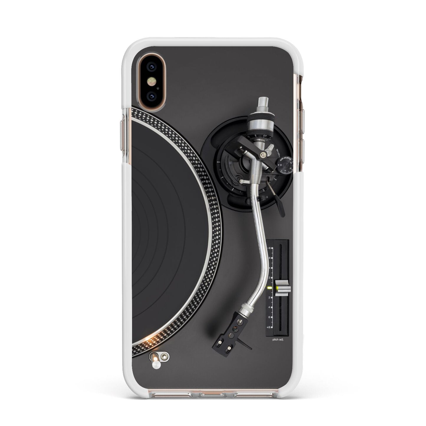 Vinyl Record Player Apple iPhone Xs Max Impact Case White Edge on Gold Phone