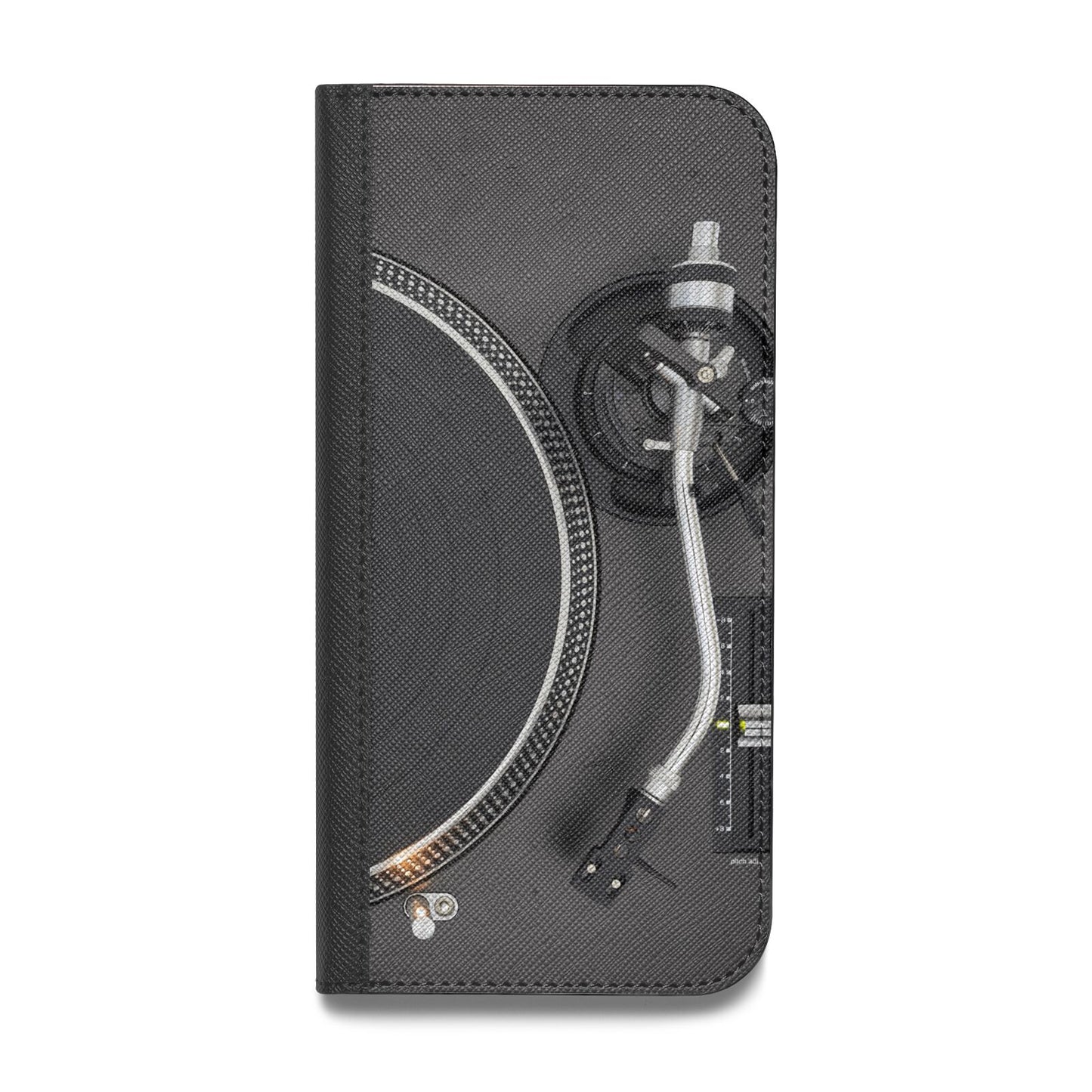 Vinyl Record Player Vegan Leather Flip iPhone Case