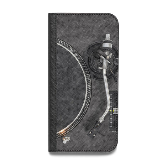 Vinyl Record Player Vegan Leather Flip iPhone Case