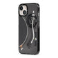 Vinyl Record Player iPhone 13 Black Impact Case Side Angle on Silver phone